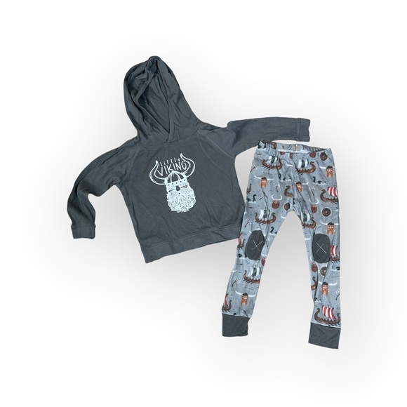 Alpine Baby Little Viking 3/4 organic small shop handmade hoodie and pants set - Picture 1 of 9